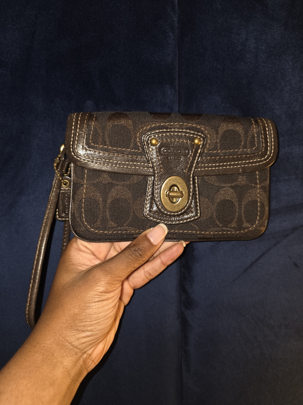 Coach Y2k Chocolate Brown Turnlock Legacy Wristlet